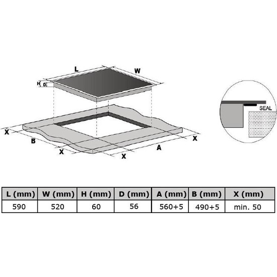 Kluge beépíthető indukciós főzőlap, 60cm, fekete
