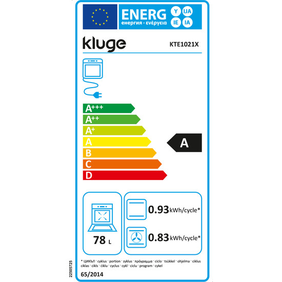 Kluge beépíthető multifunicós inox/fekete sütő, 78L
