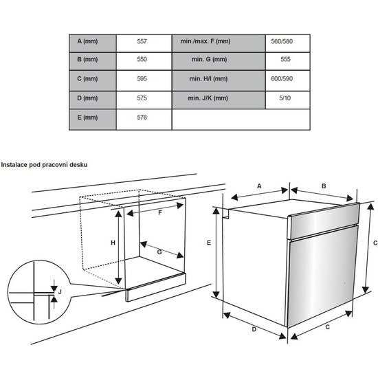 Kluge beépíthető multifunicós inox/fekete sütő, 78L
