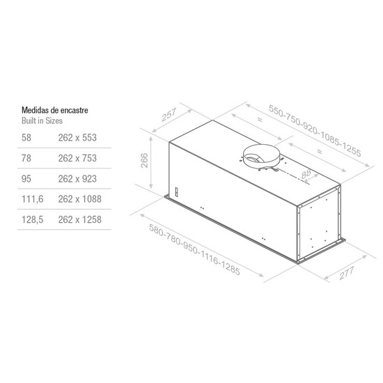 Pando EVO/948 inox külső motoros beépíthető páraelszívó