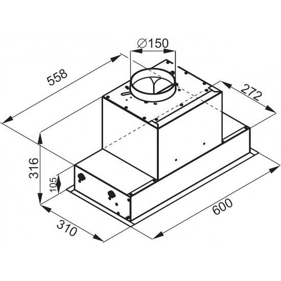 Ciarko Design Su Mini 60 cm fekete üveg beépíthető páraelszívó