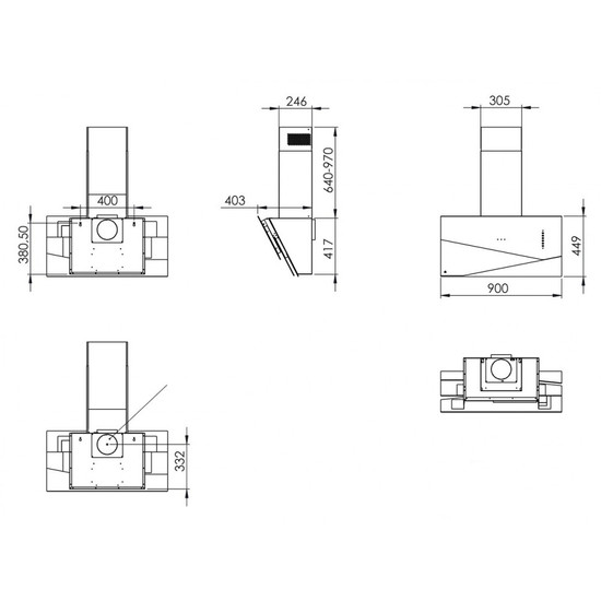 Ciarko Design TRIO fekete fali páraelszívó Ciarko Design TRIO fekete fali páraelszívó
