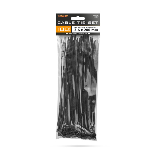 Vezetékkötegelő 200 x 3,6 mm Fekete 100db/csom Vezetékkötegelő 200 x 3,6 mm Fekete 100db/csom