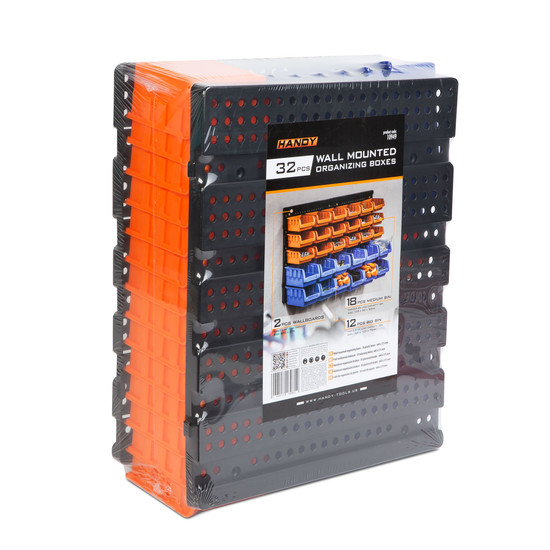 Fali rendszerező dobozok - 30 műanyag doboz - 640 x 375 x 175 mm Fali rendszerező dobozok - 30 műanyag doboz - 640 x 375 x 175 mm
