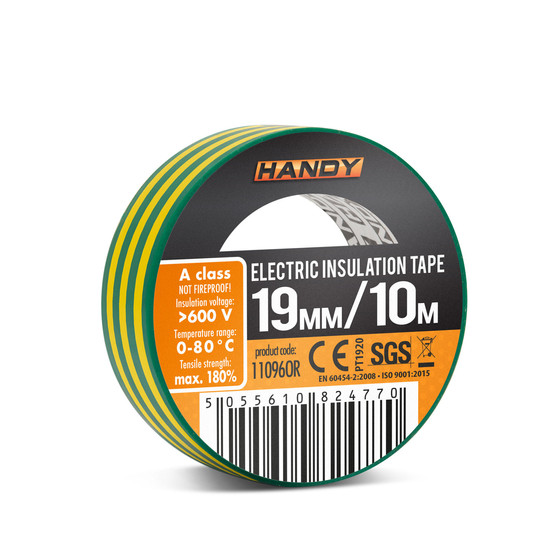 Szigetelőszalag 19mm x 10 m - Zöld / Sárga