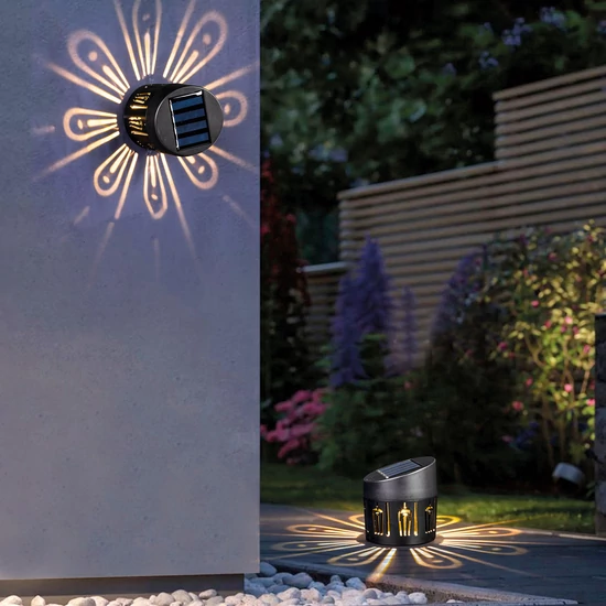 Szolár dekorlámpa - fali / álló - 8 x 9 cm - 1 melegfehér SMD LED