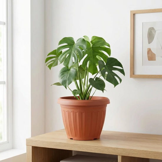 Műanyag virágcserép - terrakotta - 25 cm