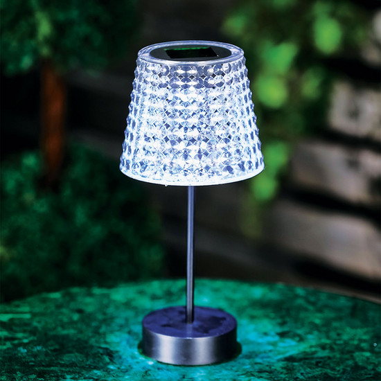 Szolár asztali lámpa - átlátszó - hidegfehér LED - műanyag - 26 x 12 cm Szolár asztali lámpa - átlátszó - hidegfehér LED - műanyag - 26 x 12 cm
