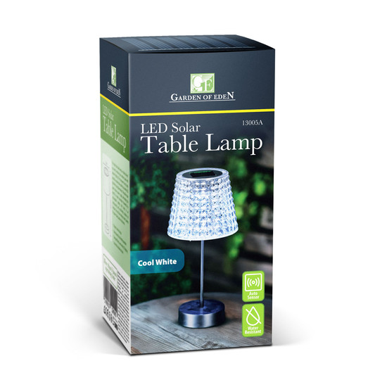 Szolár asztali lámpa - átlátszó - hidegfehér LED - műanyag - 26 x 12 cm Szolár asztali lámpa - átlátszó - hidegfehér LED - műanyag - 26 x 12 cm