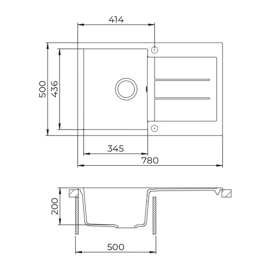 EVIDO Cubo 45S gránit mosogató, 780 x 500 mm, antracit EVIDO Cubo 45S gránit mosogató, 780 x 500 mm, antracit