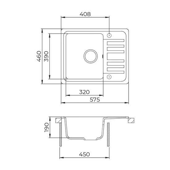 EVIDO Home 45S compact gránit mosogató, 575 x 460 mm, bézs