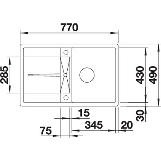 Mosogató Blanco METRA 45S-F palaszürke exc.