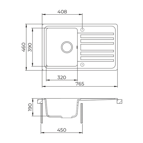EVIDO Home 45S gránit mosogató, 765 x 460mm, bézs