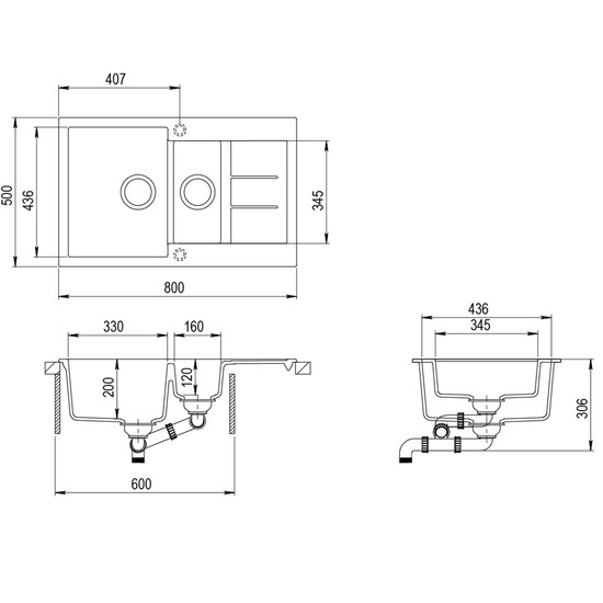 EVIDO Cubo 6S compact gránit mosogató800x500 bézs