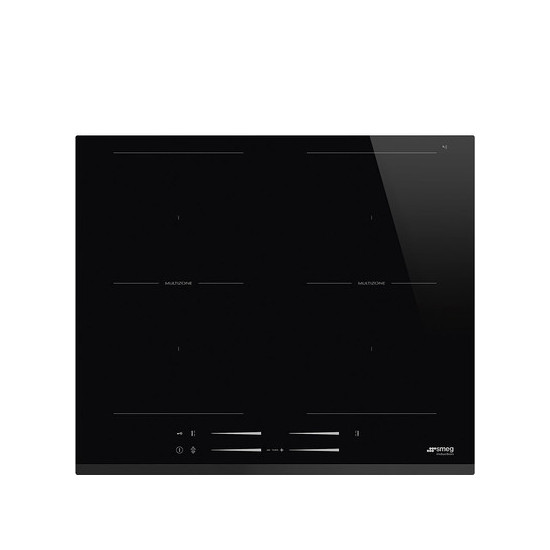 SMEG INDUKCIÓS FŐZŐLAP, Universal design, 60 cm, 4 főzőzóna, 2 MultiZone híd zóna, lekerekített él, fekete üveg SMEG INDUKCIÓS FŐZŐLAP, Universal design, 60 cm, 4 főzőzóna, 2 MultiZone híd zóna, lekerekített él, fekete üveg