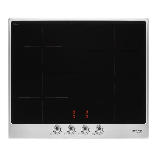 SMEG INDUKCIÓS FŐZŐLAP, Classic design, 60 cm, 4 főzőzóna, inox keret