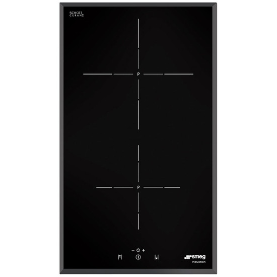 SMEG DOMINO INDUKCIÓS FŐZŐLAP, Universal design, 30 cm, 2 főzőzóna, lekerekített él, fekete üveg SMEG DOMINO INDUKCIÓS FŐZŐLAP, Universal design, 30 cm, 2 főzőzóna, lekerekített él, fekete üveg