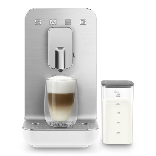 SMEG AUTOMATA KÁVÉFŐZŐ, Collezione design, tejhabosító funkció, cappuccino/latte macchiato funkció, matt fehér SMEG AUTOMATA KÁVÉFŐZŐ, Collezione design, tejhabosító funkció, cappuccino/latte macchiato funkció, matt fehér