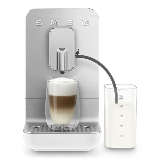 SMEG AUTOMATA KÁVÉFŐZŐ, Collezione design, tejhabosító funkció, cappuccino/latte macchiato funkció, matt fehér SMEG AUTOMATA KÁVÉFŐZŐ, Collezione design, tejhabosító funkció, cappuccino/latte macchiato funkció, matt fehér
