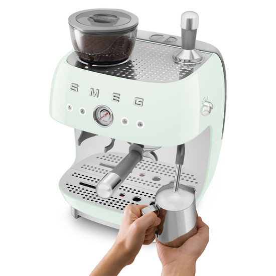 SMEG ŐRLŐVEL KOMBINÁLT ESPRESSO KÁVÉFŐZŐ, retro, világoszöld SMEG ŐRLŐVEL KOMBINÁLT ESPRESSO KÁVÉFŐZŐ, retro, világoszöld