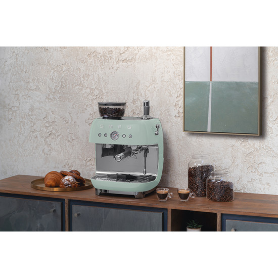 SMEG ŐRLŐVEL KOMBINÁLT ESPRESSO KÁVÉFŐZŐ, retro, világoszöld