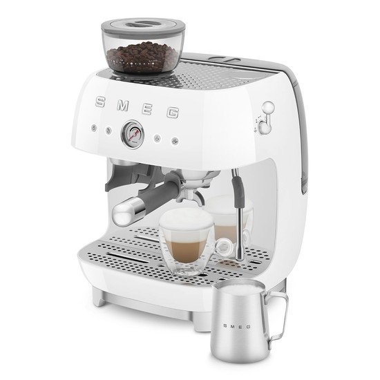 SMEG ŐRLŐVEL KOMBINÁLT ESPRESSO KÁVÉFŐZŐ, retro, fehér