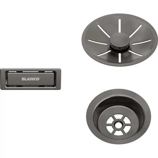 BLANCO InFino szett egy medencés mosogatóhoz, satin dark steel, lefolyógarnitúrát nem tartalmaz