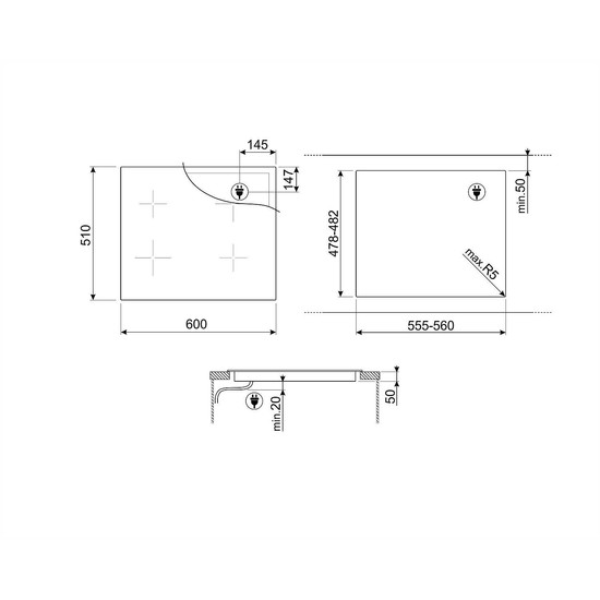 SMEG INDUKCIÓS FŐZŐLAP, Linea design, 60 cm, 4 főzőzóna, 2 MultiZone híd zóna, neptune szürke üveg SMEG INDUKCIÓS FŐZŐLAP, Linea design, 60 cm, 4 főzőzóna, 2 MultiZone híd zóna, neptune szürke üveg