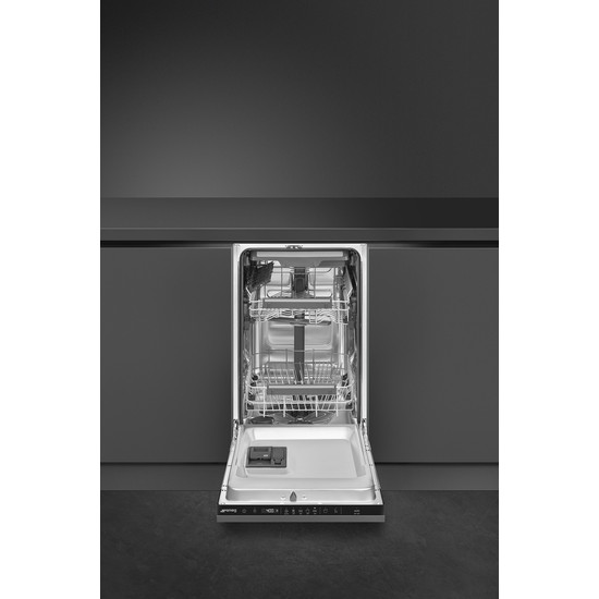 SMEG TELJESEN BEÉPÍTHETŐ MOSOGATÓGÉP, 45 cm, 10 teríték, 8 funkció, 2 hőmérséklet, 46dB SMEG TELJESEN BEÉPÍTHETŐ MOSOGATÓGÉP, 45 cm, 10 teríték, 8 funkció, 2 hőmérséklet, 46dB