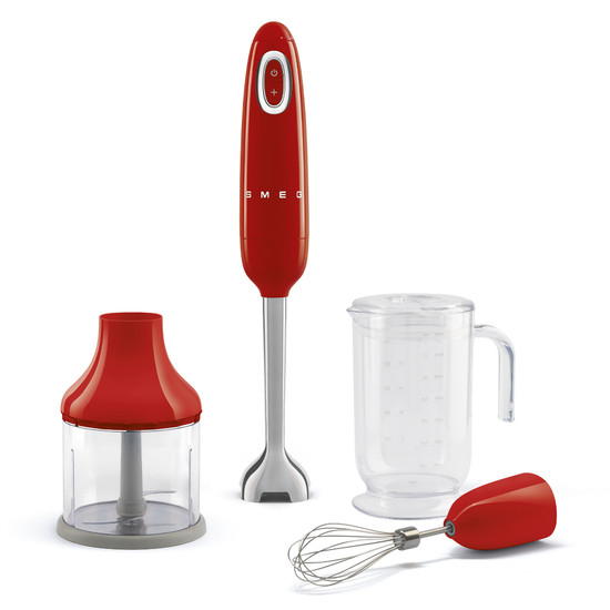 SMEG BOTMIXER SZETT, retro, piros, tartalma: botmixer, keverőedény, habverő, aprító SMEG BOTMIXER SZETT, retro, piros, tartalma: botmixer, keverőedény, habverő, aprító