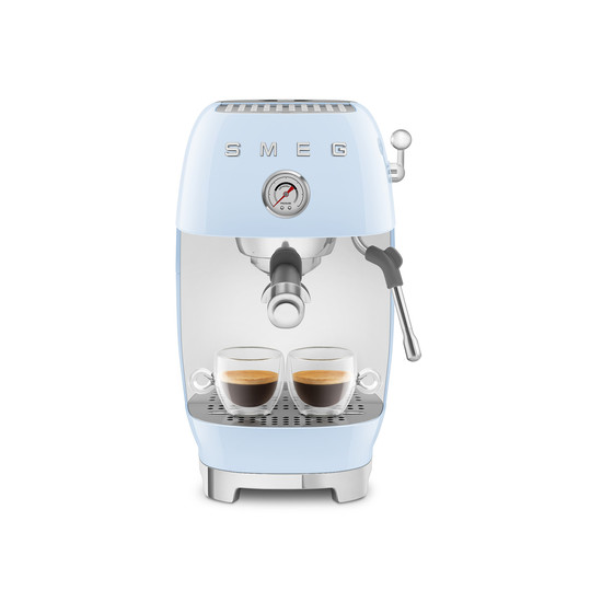SMEG ESPRESSO KÁVÉFŐZŐ COLD BREW FUNKCIÓVAL, retro, világoskék