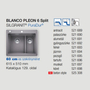 Kép 2/3 - Blanco Pleon 6 Split Alumetál 615x510mm silg.mosogató exct.nélk. 521691