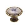 Kép 1/2 - Fogantyú P07.01.25.04/D34 Antikolt Bronz-Kék Virág Fém/Porcelán