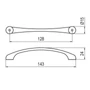 Kép 2/2 - Fogantyú RF C293/11 128 Galvanizált Nikkel Fém-1