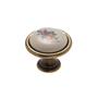 Kép 1/2 - Fogantyú gomb P08.01.01.04 Antikolt Bronz-Színes Virág Fém/Porcelán