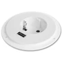 Imagine 2/4 - Ascuns distribuitor încorporabil priză 1x230V + 1xUSB alb