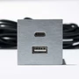 Kép 1/5 - Konnektor-rejtett elosztó VersaPick 2xUSB A/C Töltő négyzet alakú Rozsdamentes acél