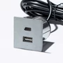 Kép 2/5 - Konnektor-rejtett elosztó VersaPick 2xUSB A/C Töltő négyzet alakú Rozsdamentes acél-1