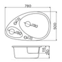 Kép 2/2 - Elipse XGranit Fekete mosogató 780x500/195/105mm 113006-02