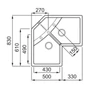 Kép 2/2 - Elleci Unico CORNER sarok G59 antracite 830x830/190mm Rajz