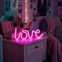 Imagine 1/3 - Neon LED lámpa - rózsaszín "Love" - 3 x AA + USB - 34 x 1.6 x 12,5 cm