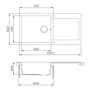 Kép 3/3 - EVIDO CUBO XL 6 S gránit mosogató, 1000 x 500 mm, platina