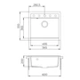 Kép 3/3 - EVIDO Quadro 6 gránit mosogató, 562 x 510 mm, platina