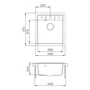 Kép 3/3 - EVIDO Easy 45 gránit mosogató, 460 x 515 mm, platina